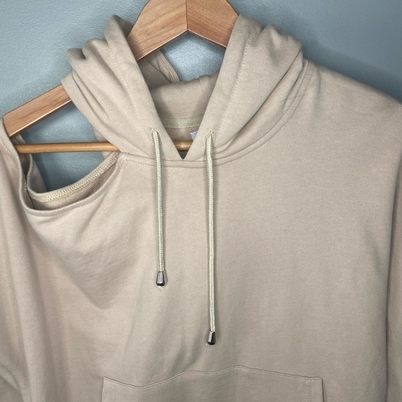 ALL FENIX Shoulder Cutout Hoodie Hooded Jumper in Hazelnut - Picture 6 of 9